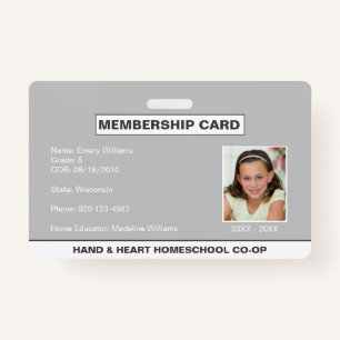 Homeschool CO-OP Membership ID Badge