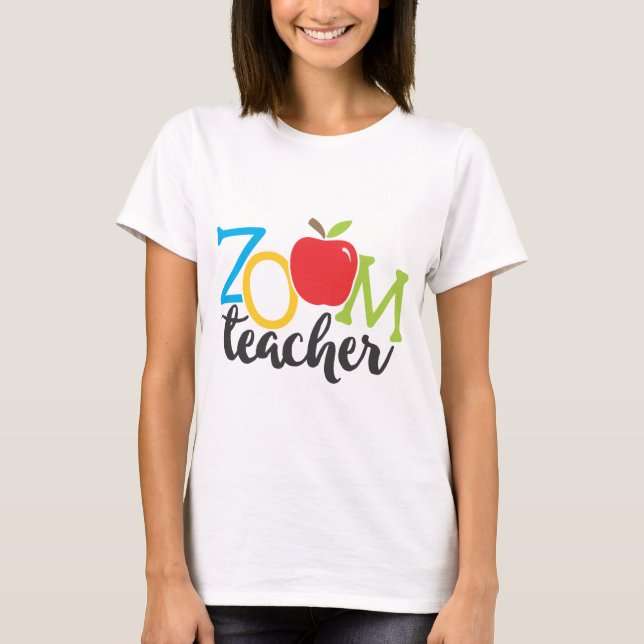Homeschool Colourful Zoom Teacher Apple T-Shirt (Front)