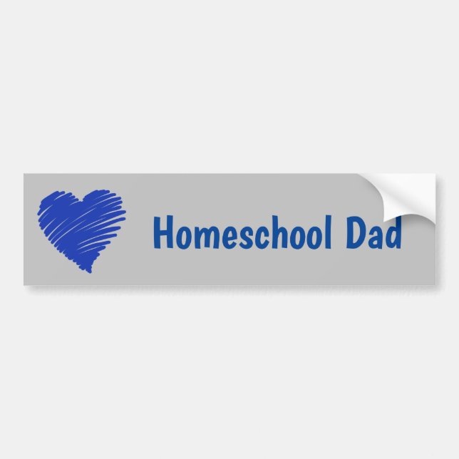 Homeschool Dad blue heart Bumper Sticker (Front)