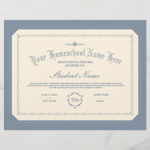 Homeschool Diploma Traditional Soft Blue
