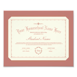 Homeschool Diploma Traditional Soft Red Photo Print