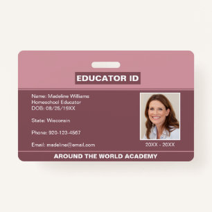 Homeschool Educator ID Blush Pink Badge ID Badge