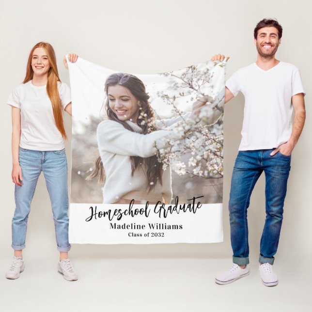 Homeschool Graduate Graduation Photo Fleece Blanket (In Situ)