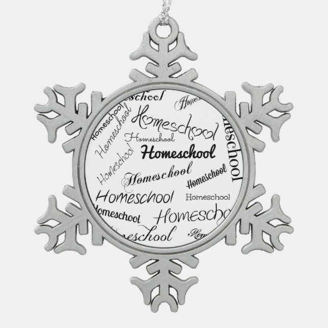 Homeschool Handwriting Snowflake Pewter Christmas Ornament (Front)