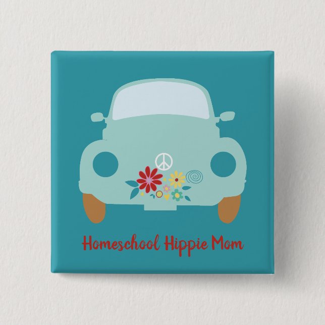 Homeschool Hippie Mum 15 Cm Square Badge (Front)