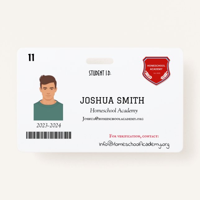 HOMESCHOOL I.D. (Mock Up) ID Badge (Front)
