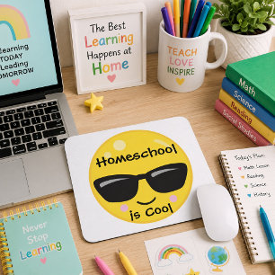 Homeschool Is Cool Smiley Face Sunglasses Mouse Mat