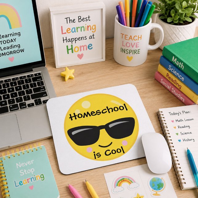 Homeschool Is Cool Smiley Face Sunglasses  Mouse Mat (Creator Uploaded)