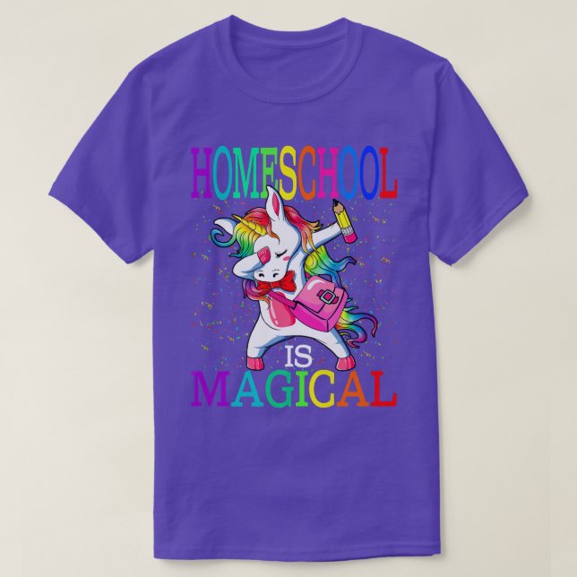 Homeschool Is Magical Back To School Unicorn  T-Shirt (Design Front)