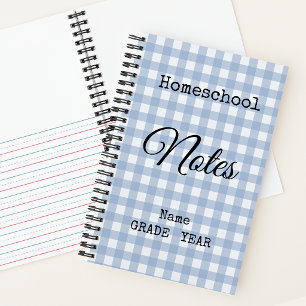Homeschool Lt. Blue Gingham Back to School Spiral Notebook