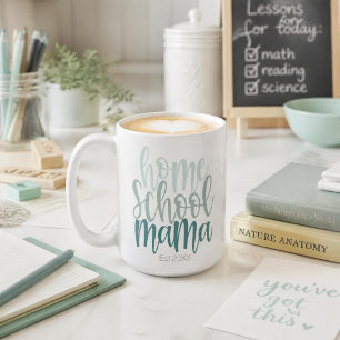 Homeschool Mama Est Personalised Date Blue Tones Coffee Mug