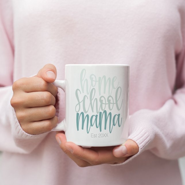 Homeschool Mama Est Personalised Date Blue Tones Coffee Mug (Creator Uploaded)