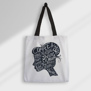 Homeschool Mama Quote Silhouette Profile Tote Bag