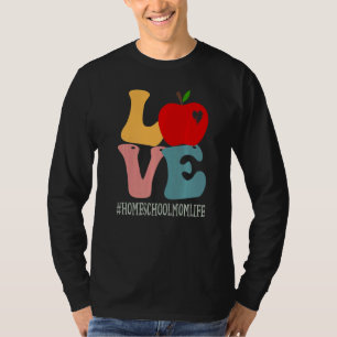 Homeschool Mum Love Apple Groovy Retro Cute Back T T-Shirt