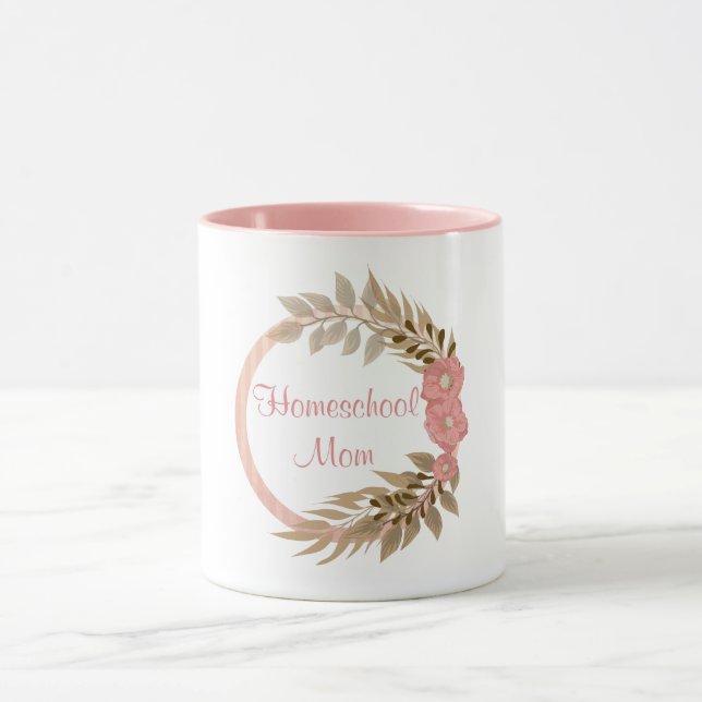 Homeschool Mum Pink Floral Mug (Center)