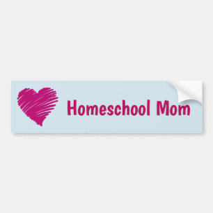 Homeschool Mum Pink Heart Bumper Sticker