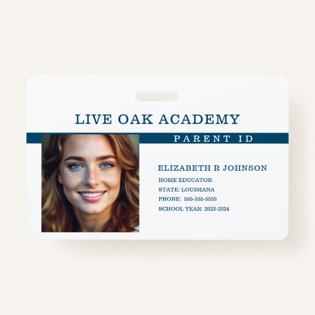 Homeschool Parent ID Badge | Classic Blue (Front)