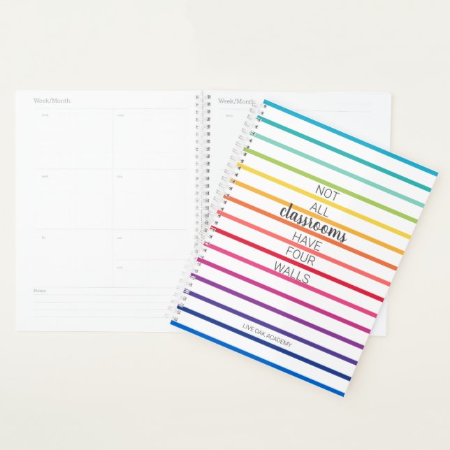 Homeschool Quote Notebook Colourful Rainbow Stripe Planner (Display)