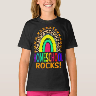 Homeschool Rocks Rainbow Leopard Back To School T-Shirt