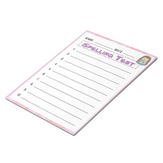 Homeschool spelling test template notepad