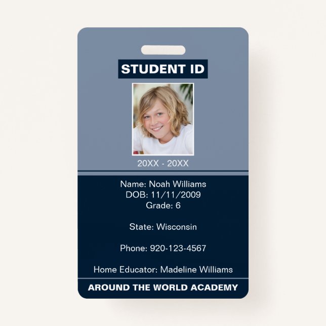 Homeschool Student ID Badge Blue (Front)