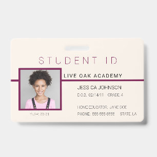 Homeschool Student ID Badge Doodles Creme