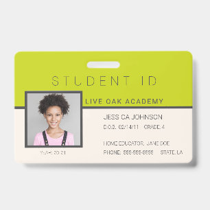 Homeschool Student ID Badge   Doodles Green