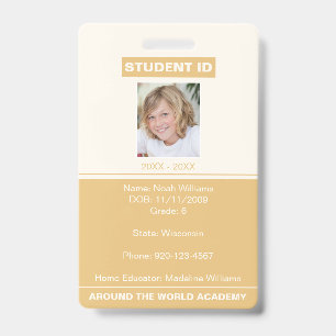 Homeschool Student ID Badge Gold