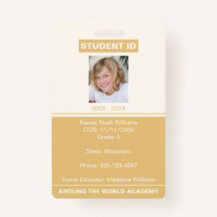 Homeschool Student ID Badge Gold
