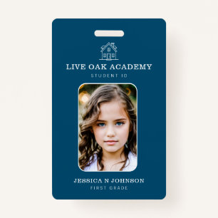 Homeschool Student ID Badge   Minimalist Blue