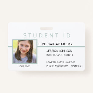 Homeschool Student ID Badge   Modern Grey