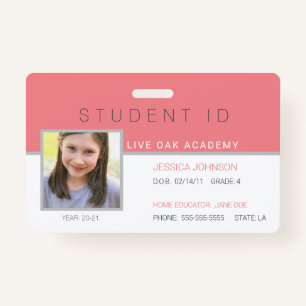 Homeschool Student ID Badge   Modern Pink