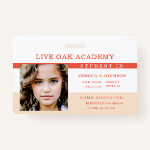 Homeschool Student ID Badge   Orange Blossom