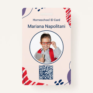 Homeschool Student ID Badge Red & Blue Organic