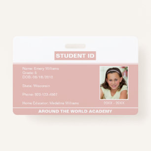 Homeschool Student ID Badge Rose Gold