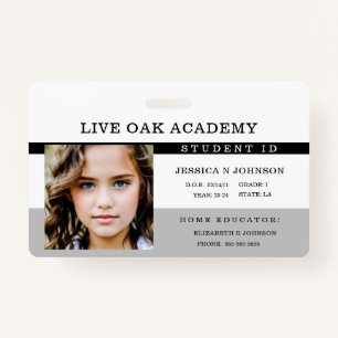 Homeschool Student ID Badge   Timeless Black