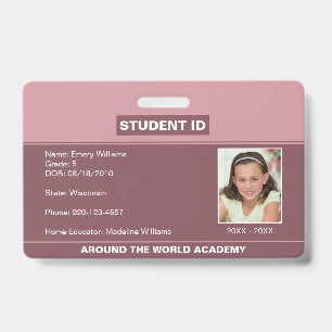 Homeschool Student ID Blush Pink Badge