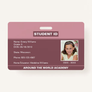 Homeschool Student ID Blush Pink Badge ID Badge