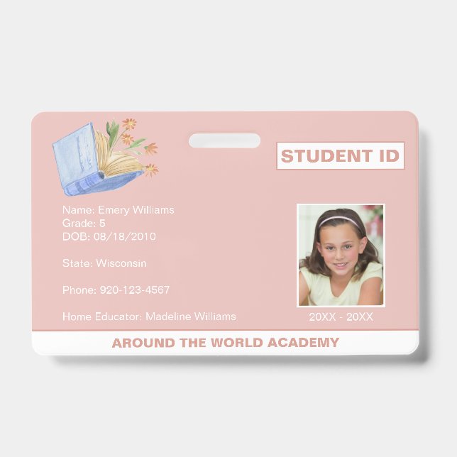Homeschool Student ID Book Design Badge (Front)