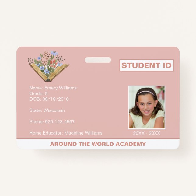 Homeschool Student ID Book Design Badge ID Badge (Front)