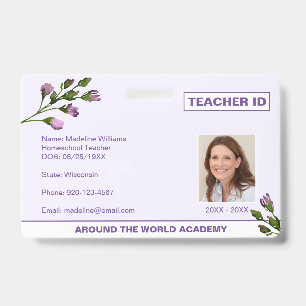 Homeschool Teacher Floral ID Badge