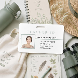 Homeschool Teacher ID Badge Blue Minimalist