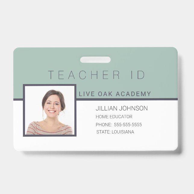 Homeschool Teacher ID Badge Elegant Floral (Front)