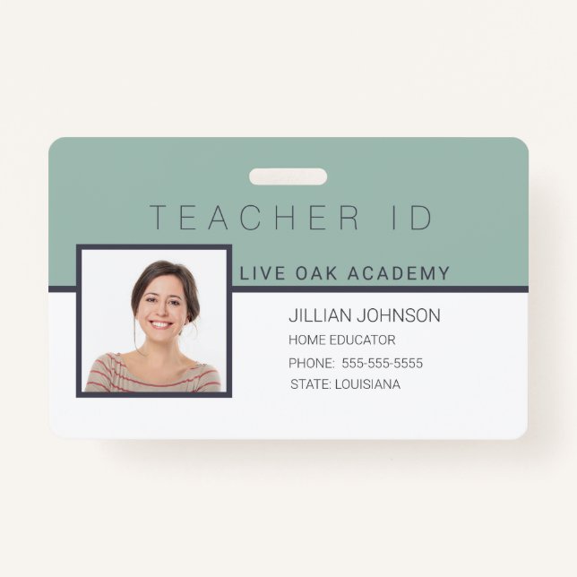 Homeschool Teacher ID Badge Elegant Floral (Front)