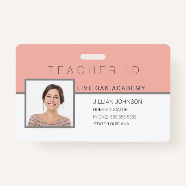 Homeschool Teacher ID Badge Feminine Floral (Front)