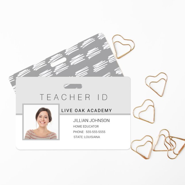 Homeschool Teacher ID Badge Modern Grey (Creator Uploaded)