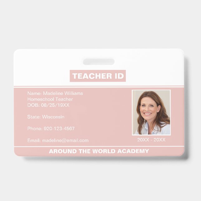 Homeschool Teacher ID Badge Rose Gold (Front)