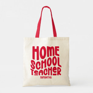 Homeschool Teacher Red Text Design Tote Bag