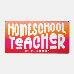Homeschool Teacher   Text Design Orange Red Ombre Desk Mat