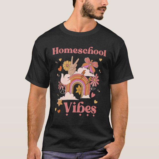 Homeschool Vibes Retro Home School Back To First D T-Shirt (Front)